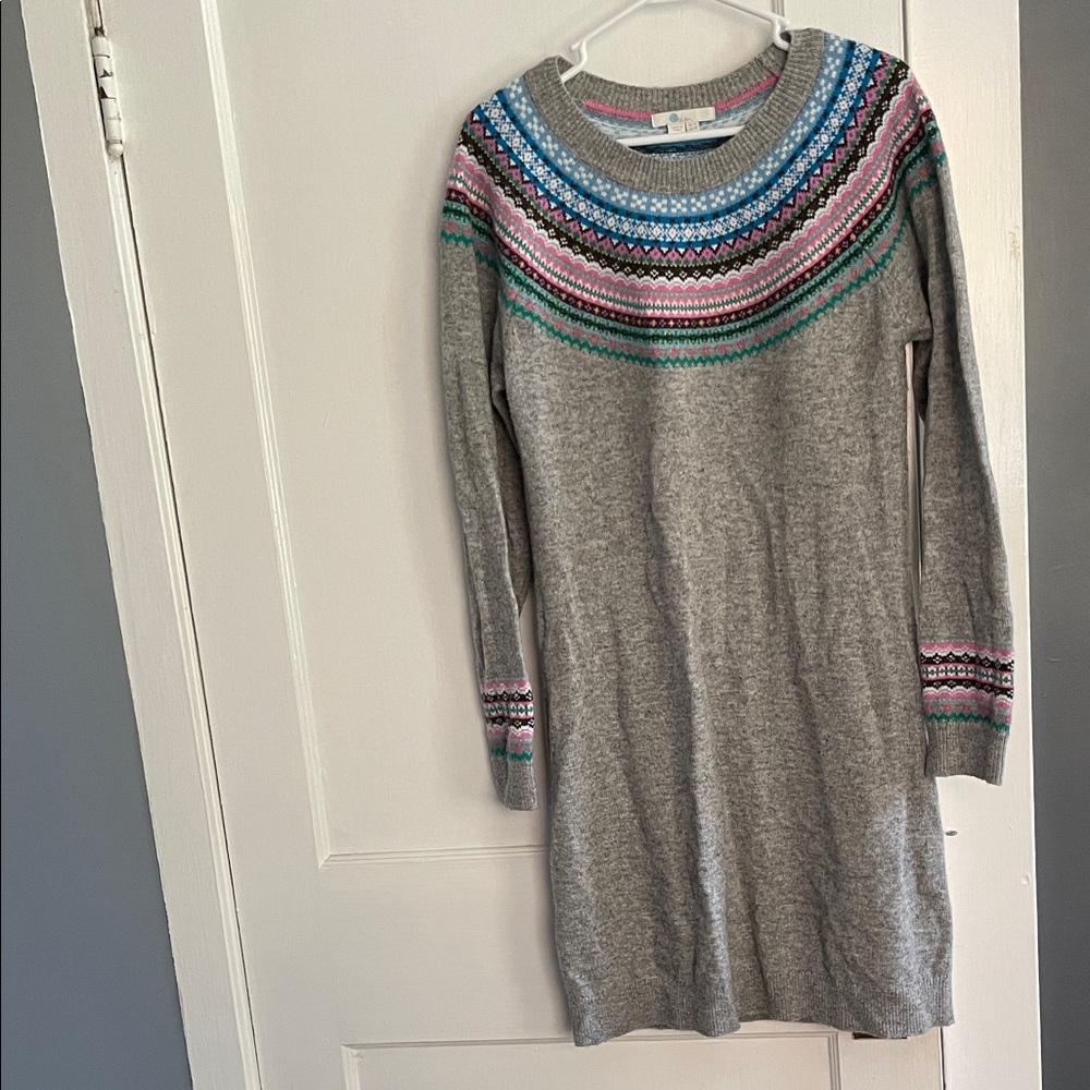 Boden Gray Knit Dress with Colorful Pattern